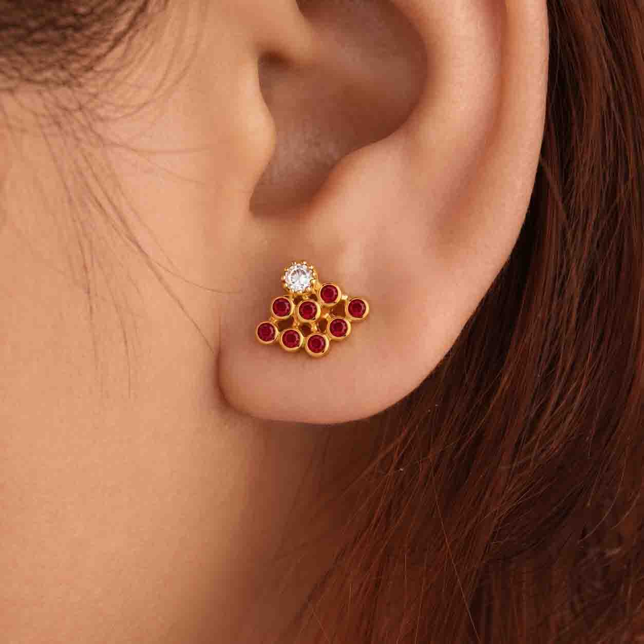 9 Stone Besari Diamond Look Mookuthi Earring