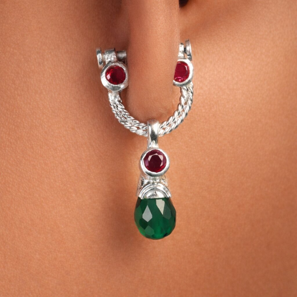 Silver Emerald Emissary Earrings