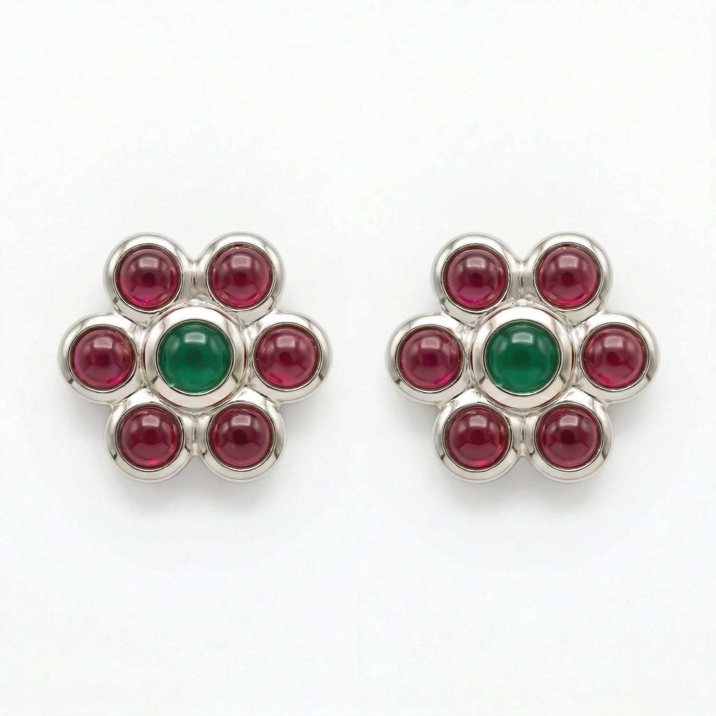Silver Flower Cluster Earrings