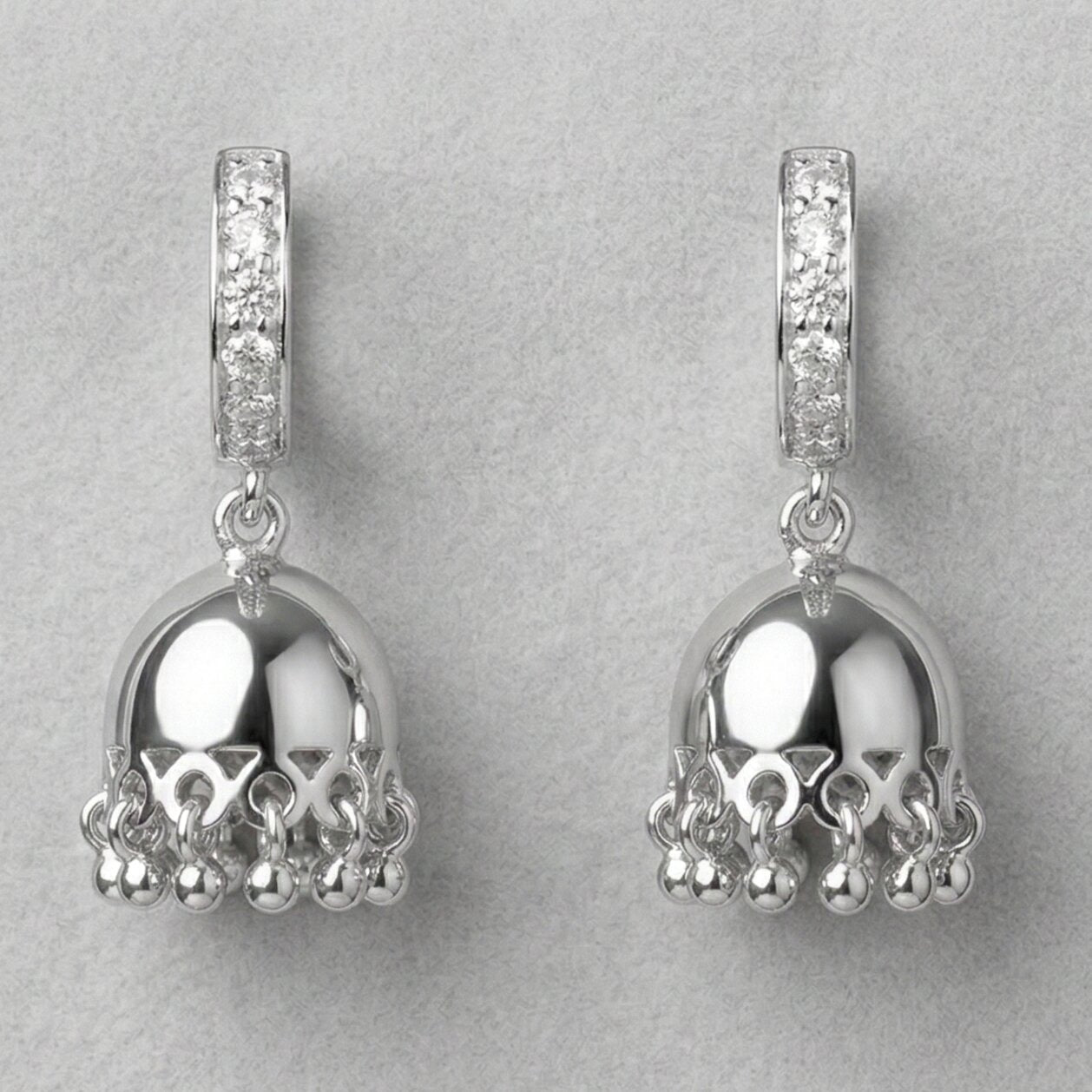 Silver Heritage Huggie Jhumka Earring