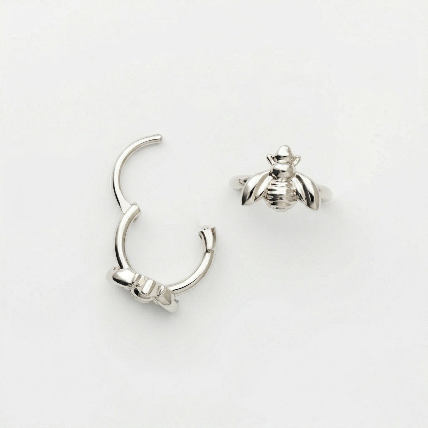 Silver Ear Hoop Honey Bee Design