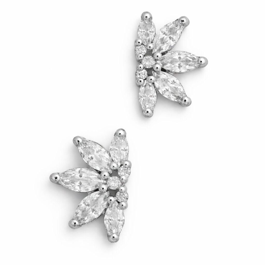 Silver Marquis Sunburst Earrings