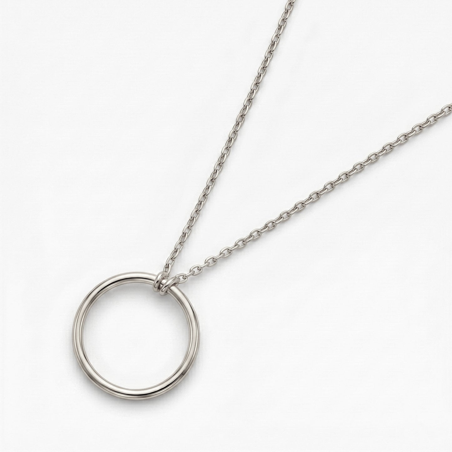 Silver Necklace Chain Circle Design