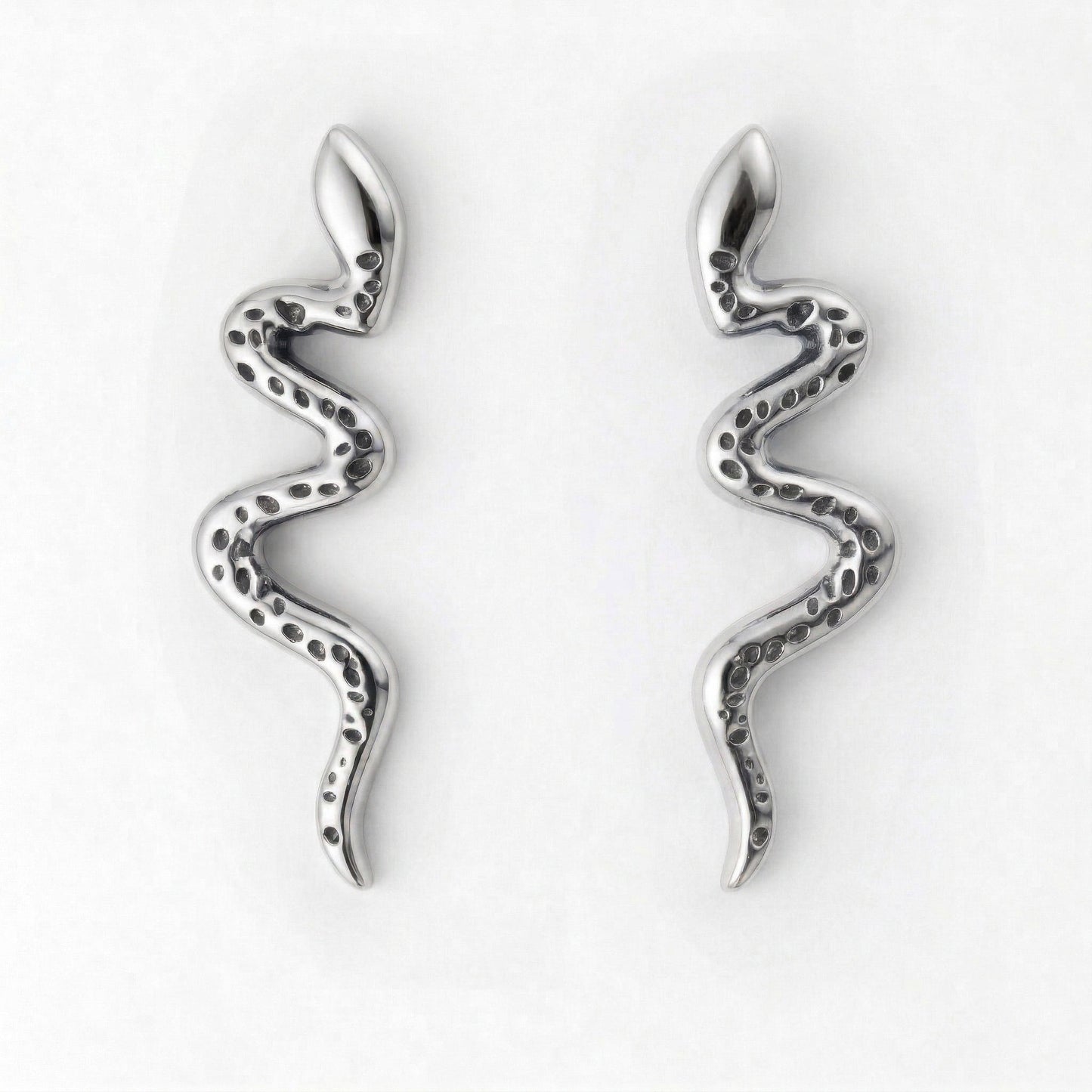 Silver Snake Stud Earrings
