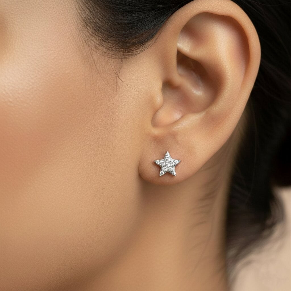 Silver Star & Moon Earrings