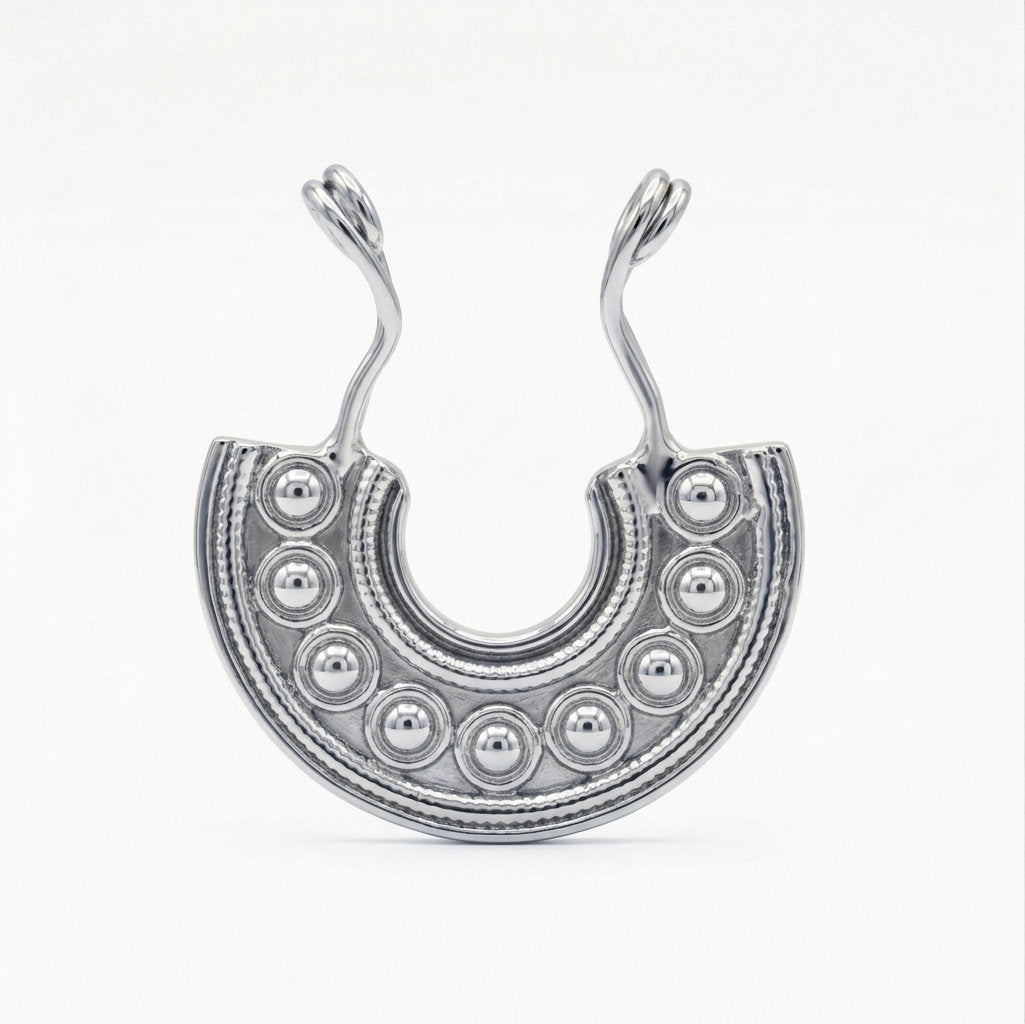 Silver Tribal Beaded Crescent Septum