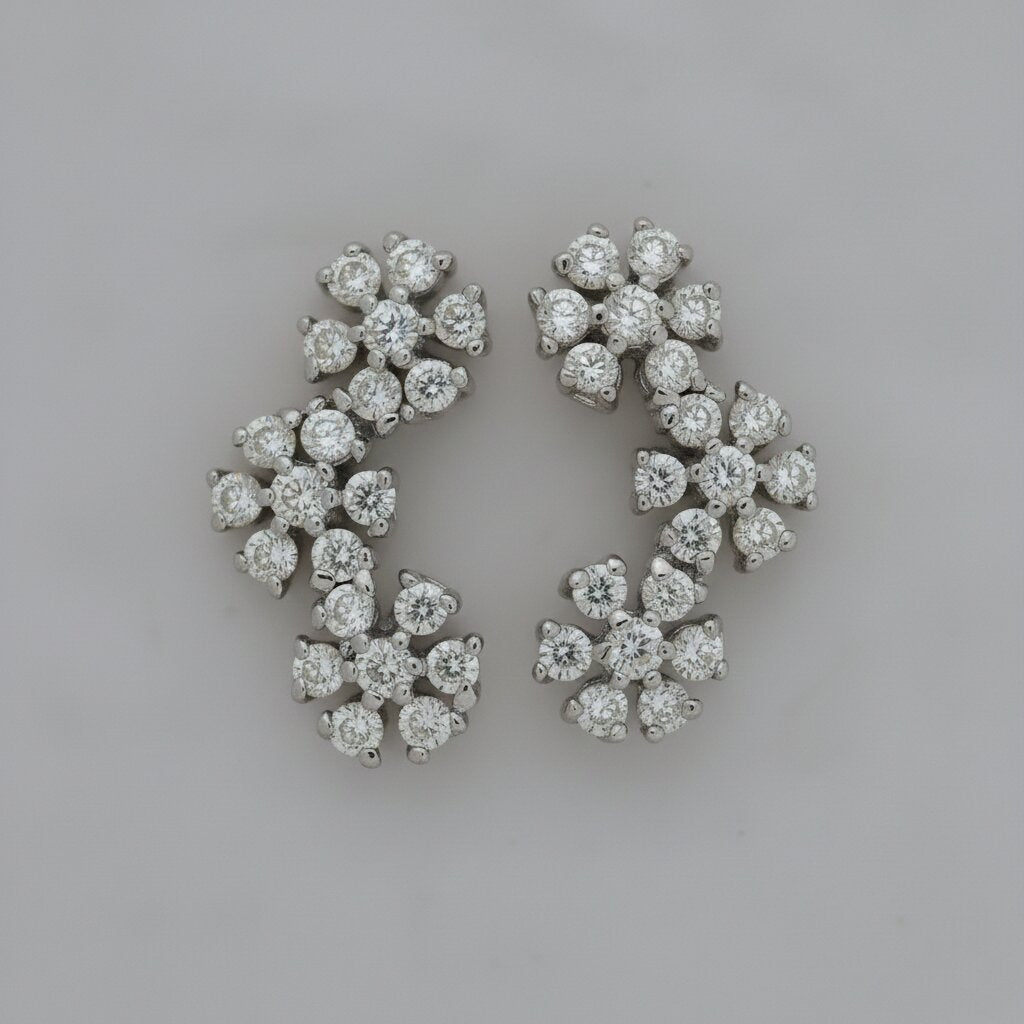 Silver Triple Floral Bouquet Earrings