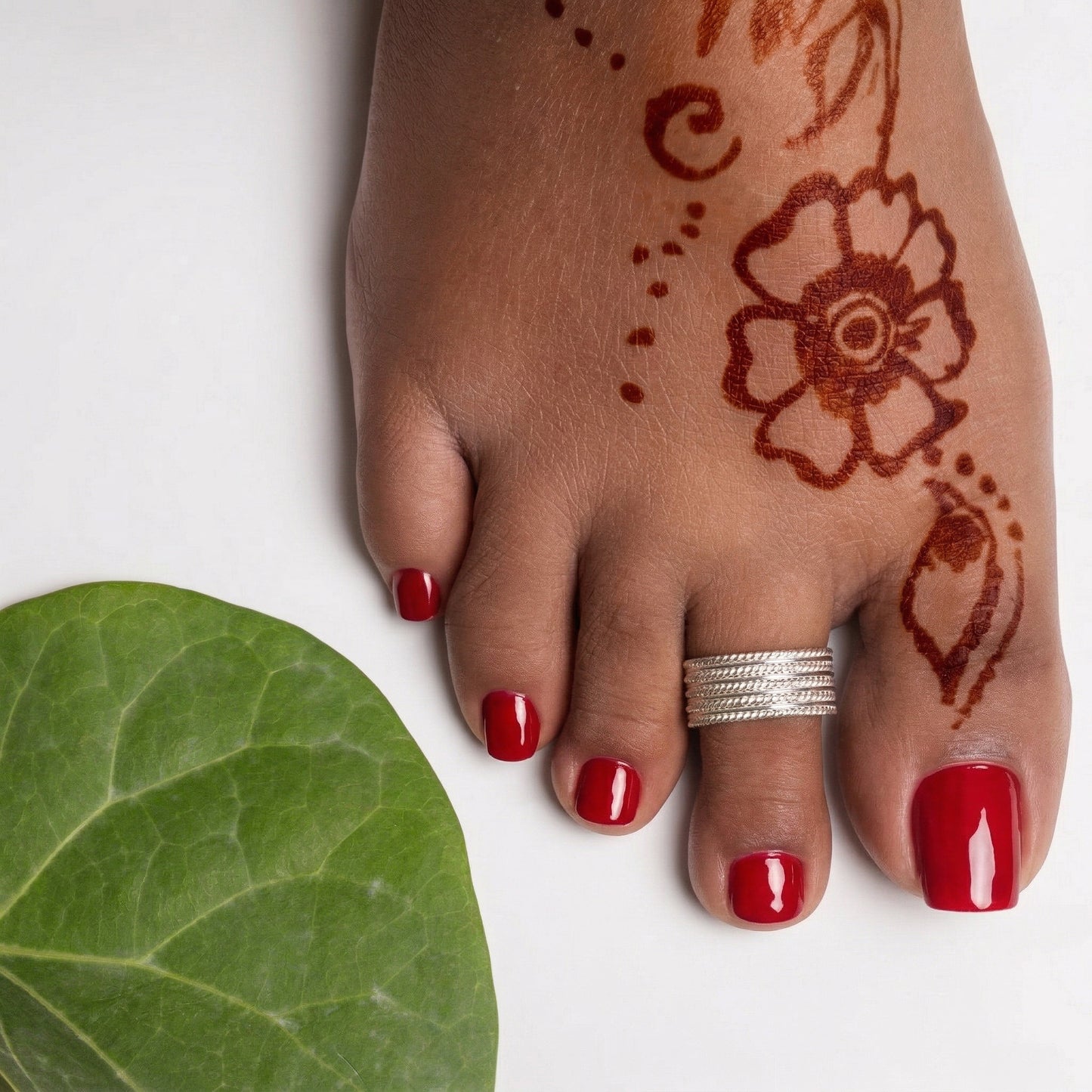 Silver Toe Ring Multi Twisted Rope Design