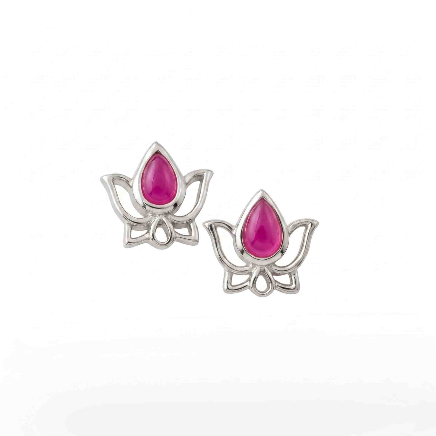 Silver Solo Kemp Stone Lotus Stud Earrings