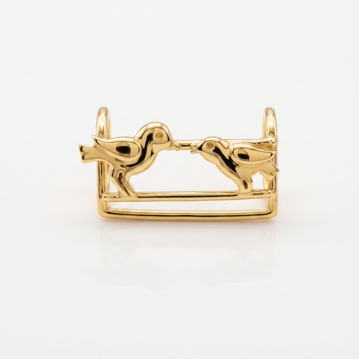Silver Ear Cuff Sparrow Couple Design