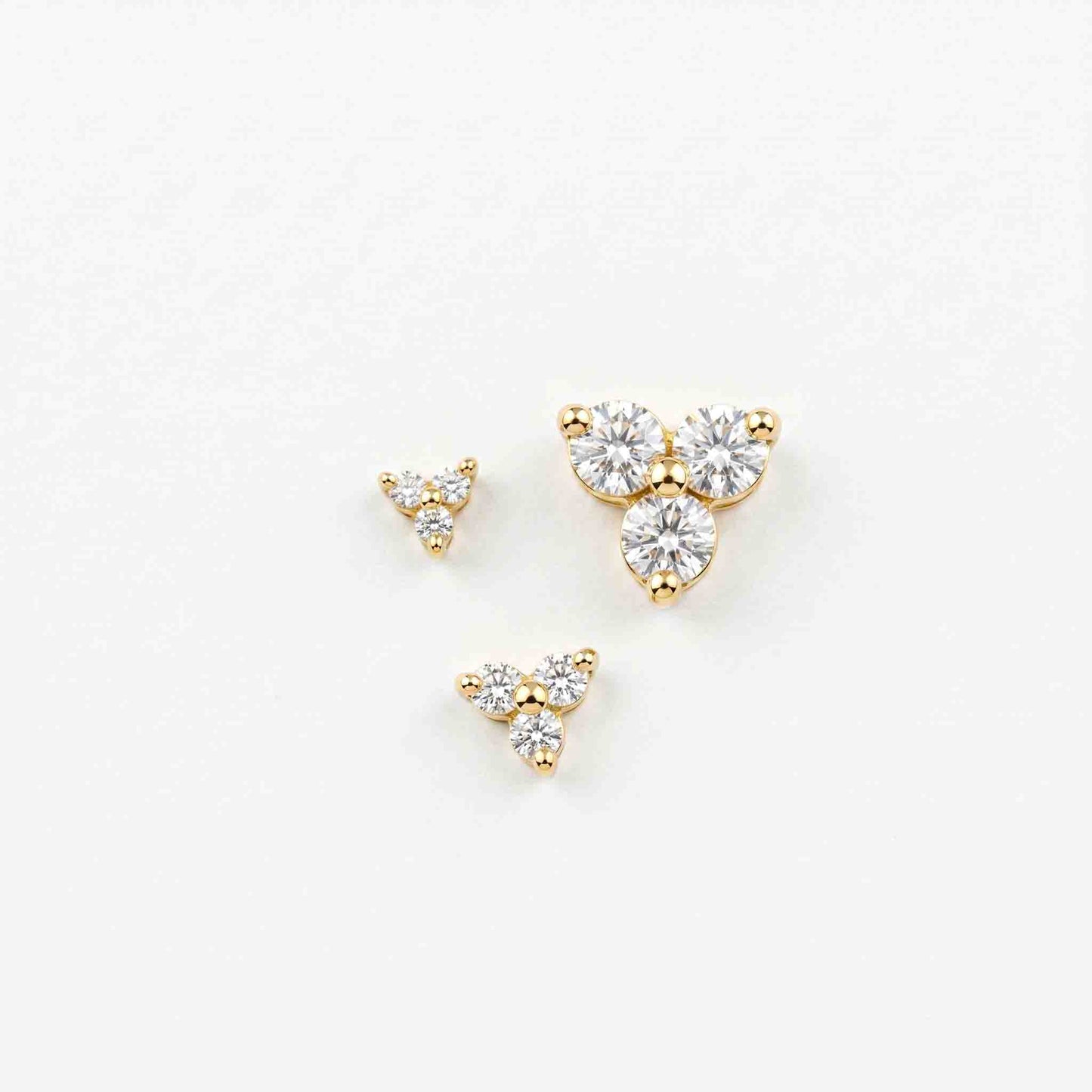 Silver 3 Stone Triangle  Nose pin
