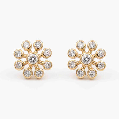 Silver 9 Stone Flower Earring