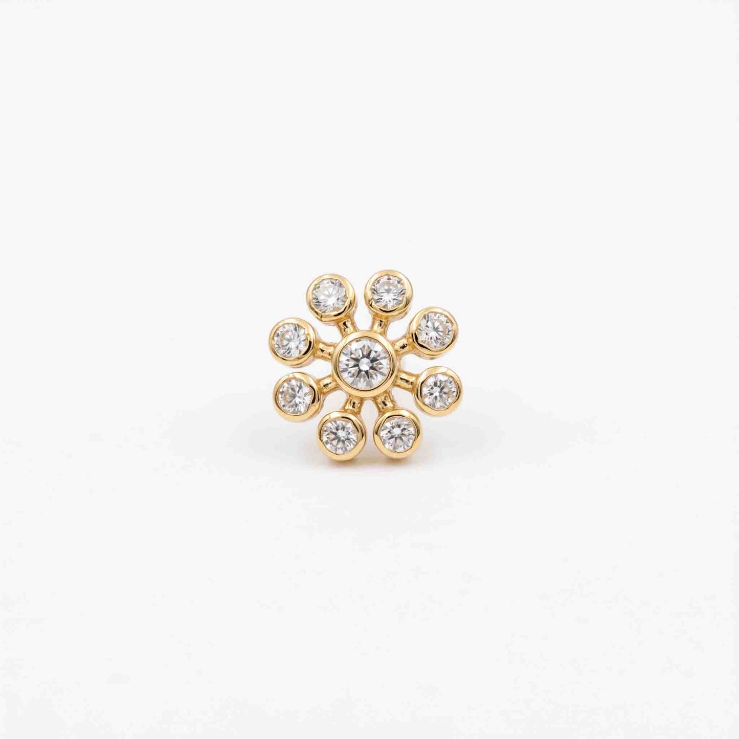 Silver 9 Stone Flower Nose pin