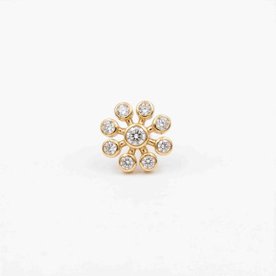 Silver 9 Stone Flower Nose pin