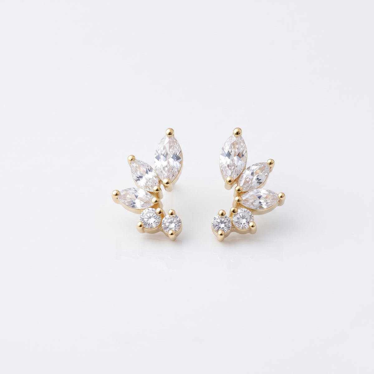 Silver Blossom Arc Stud Earrings