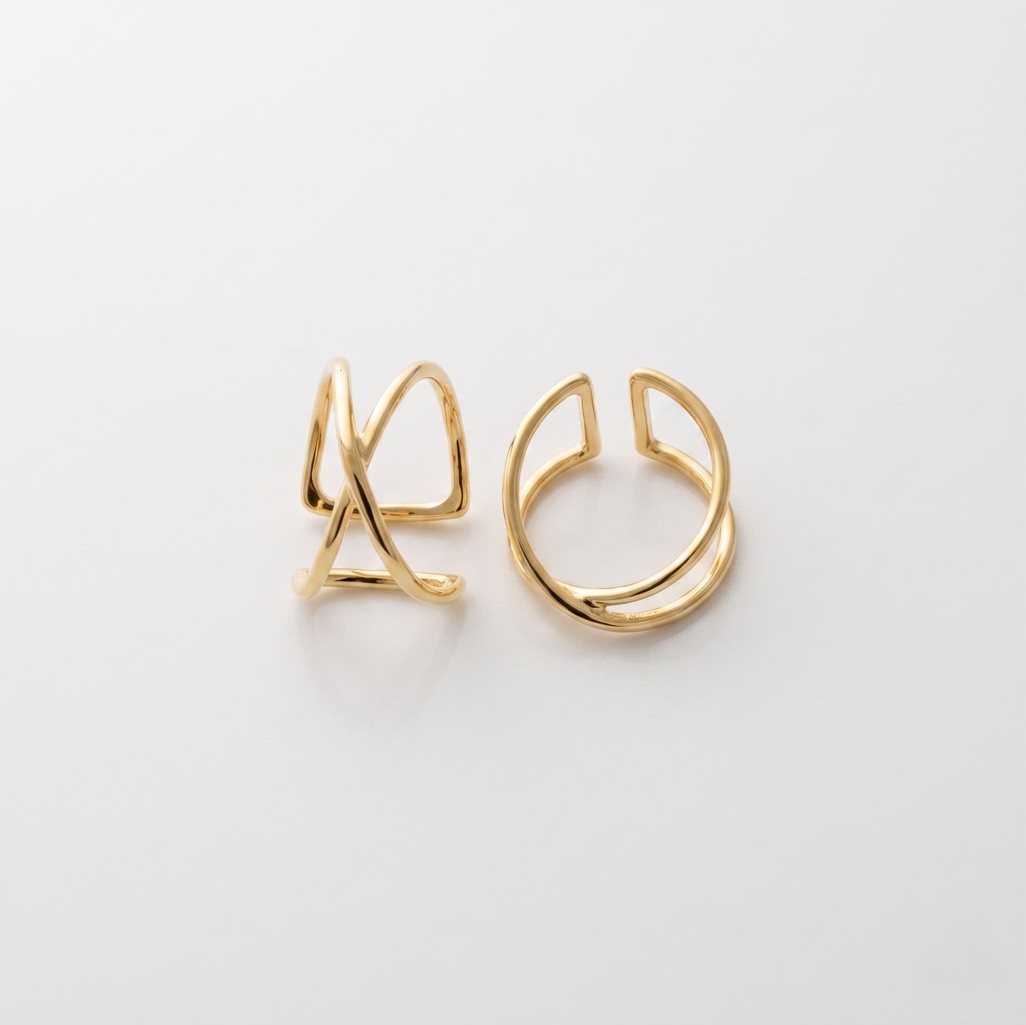 Silver Two Plain Line X Ear Cuff