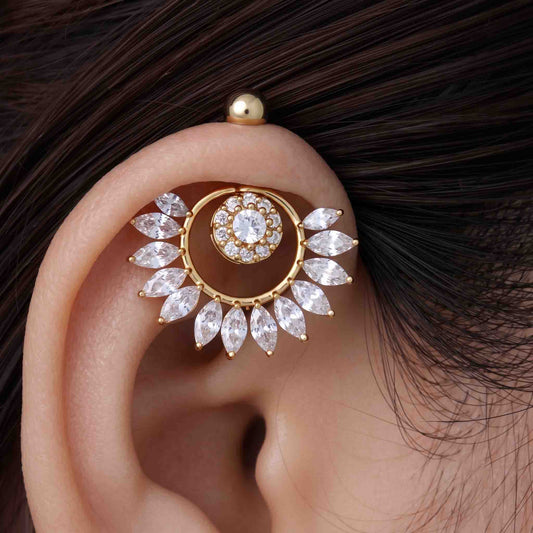 Silver Bugadi Daisy Ball Top Diamond Design With Pushpa Petal Jacket