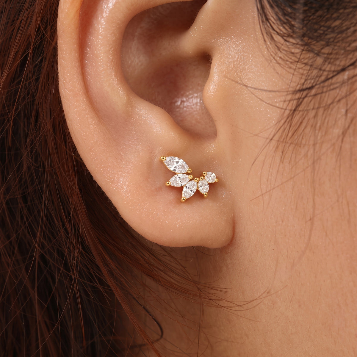 Silver Blossom Arc Stud Earrings