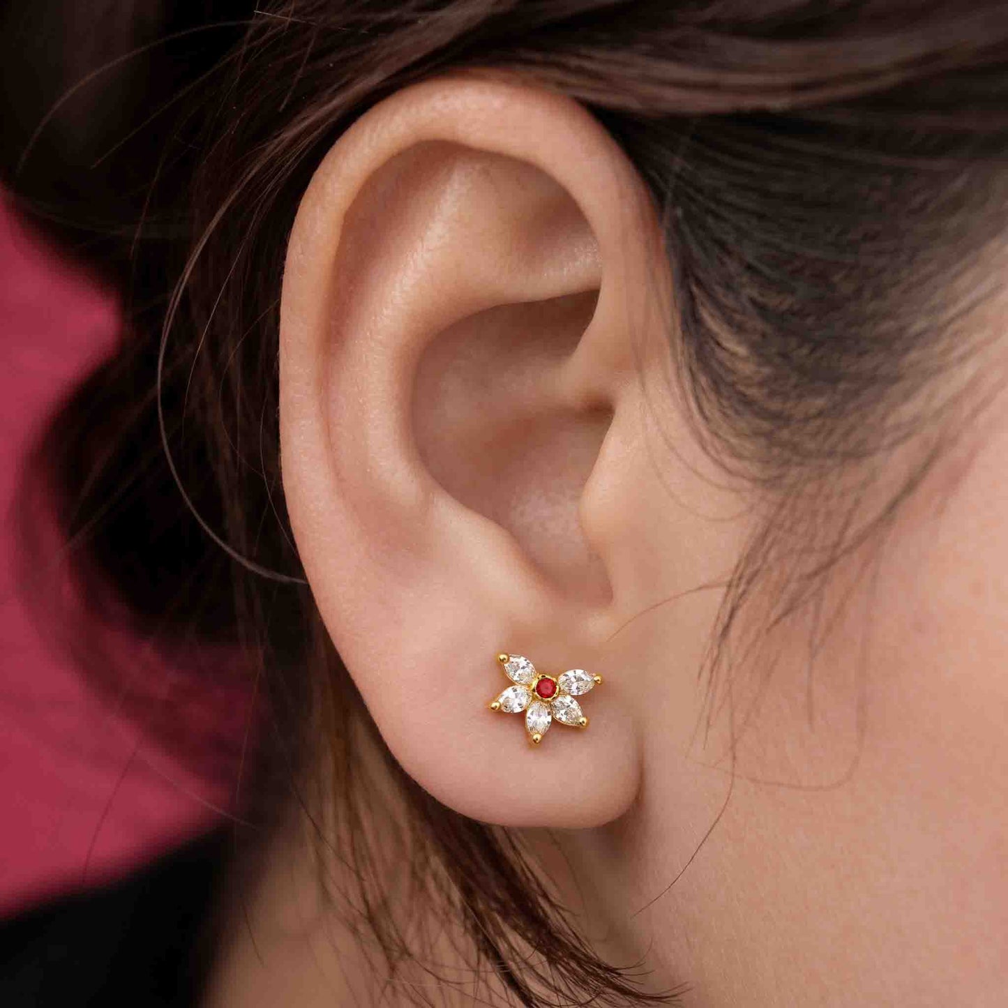 Silver 5 Marquise Stone Earring