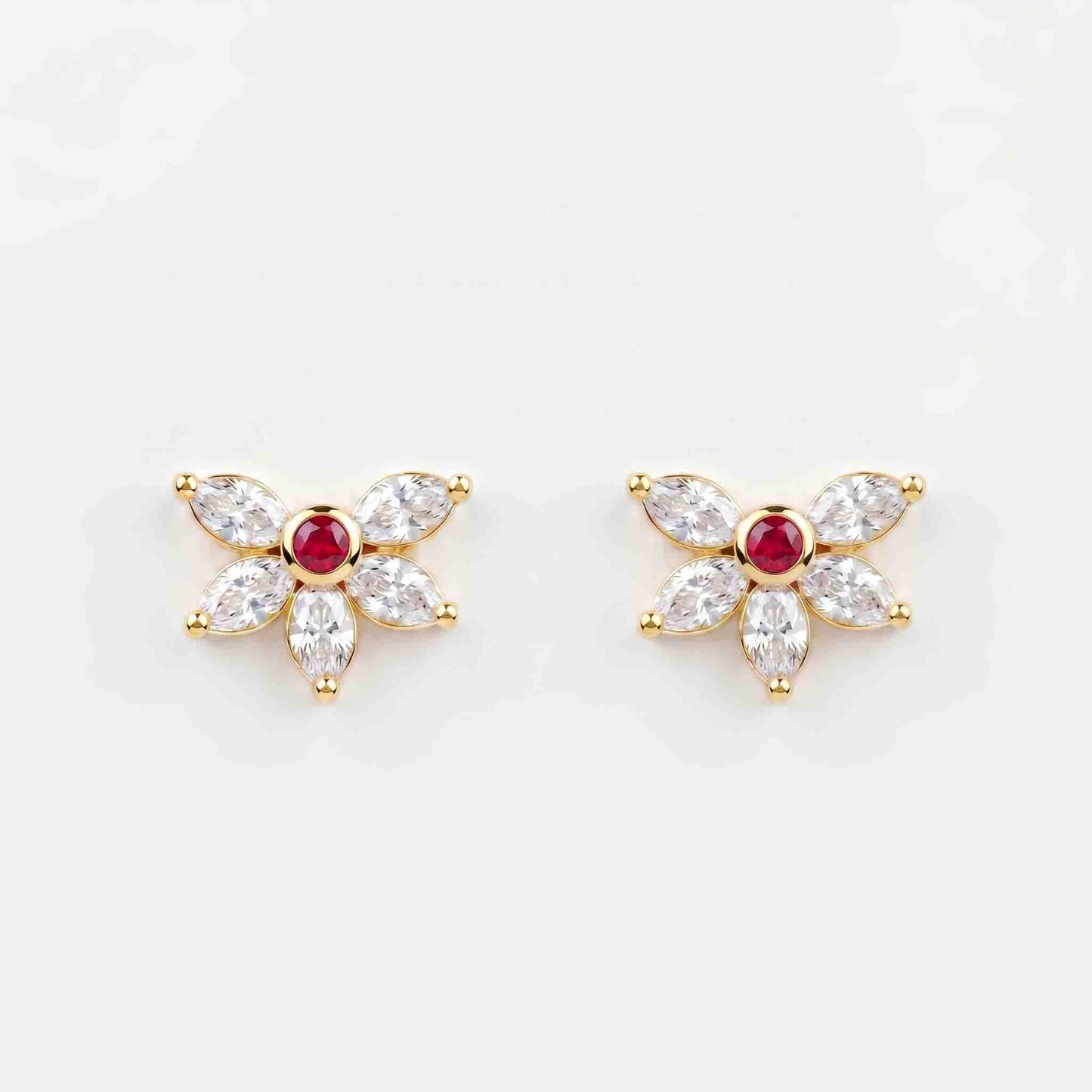 Silver 5 Marquise Stone Earring
