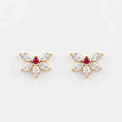 Silver 5 Marquise Stone Earring