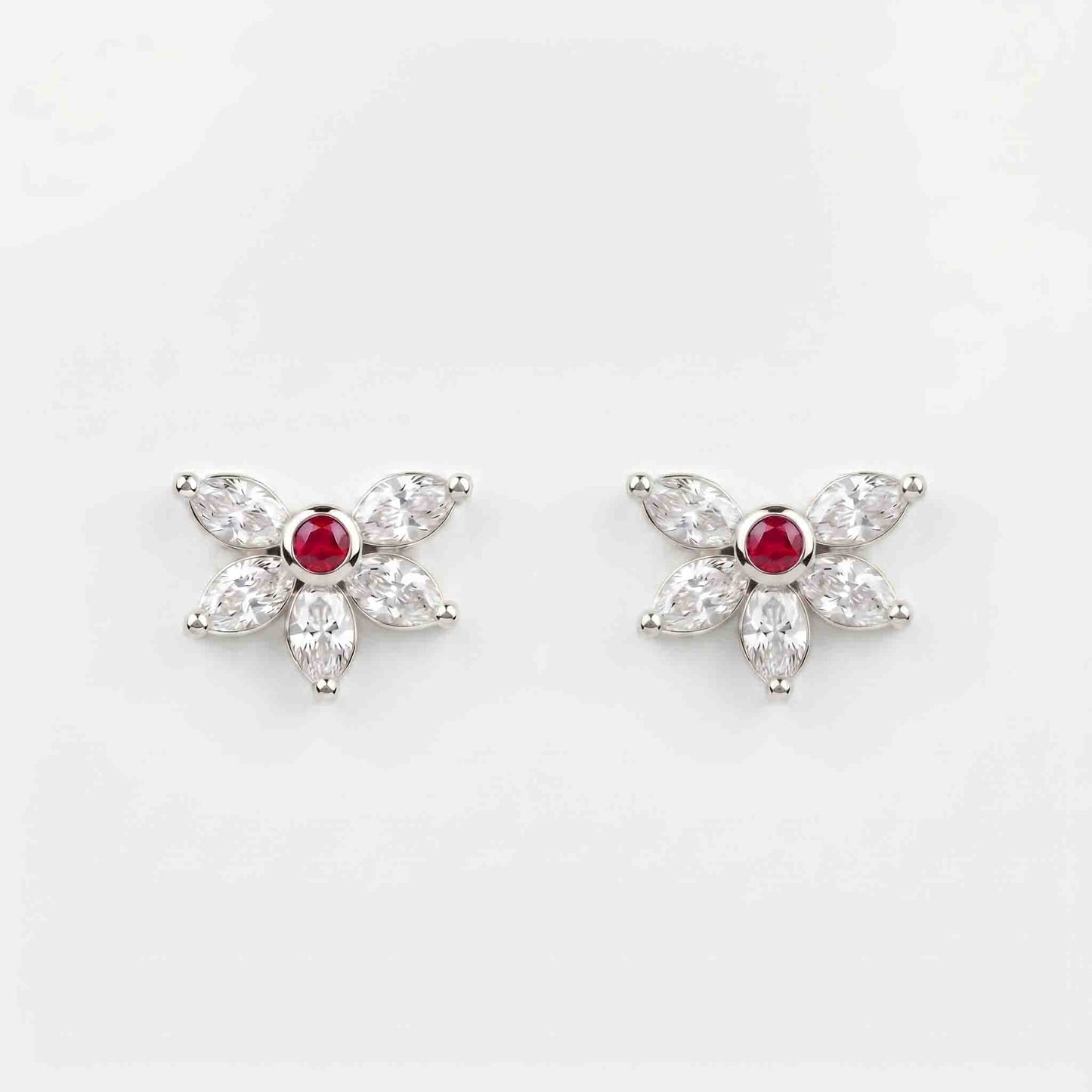 Silver 5 Marquise Stone Earring