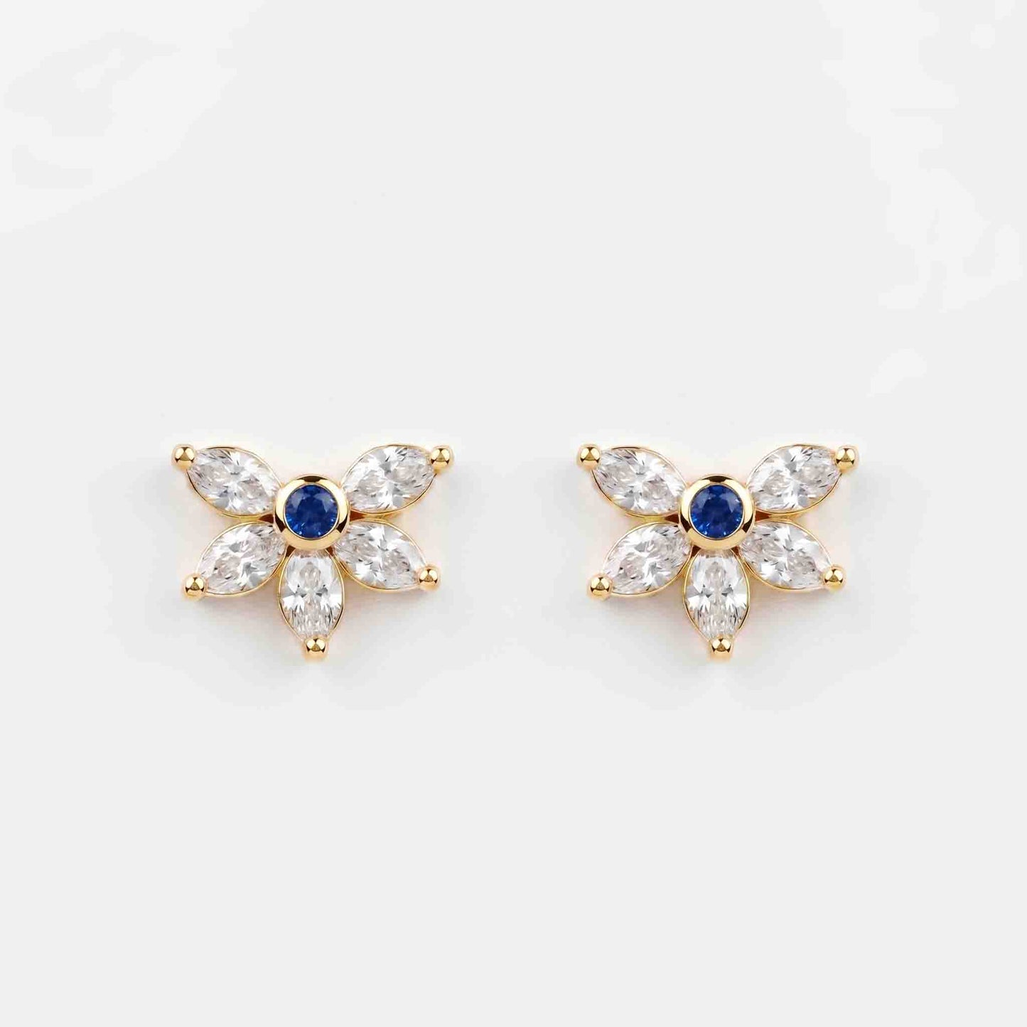 Silver 5 Marquise Stone Earring