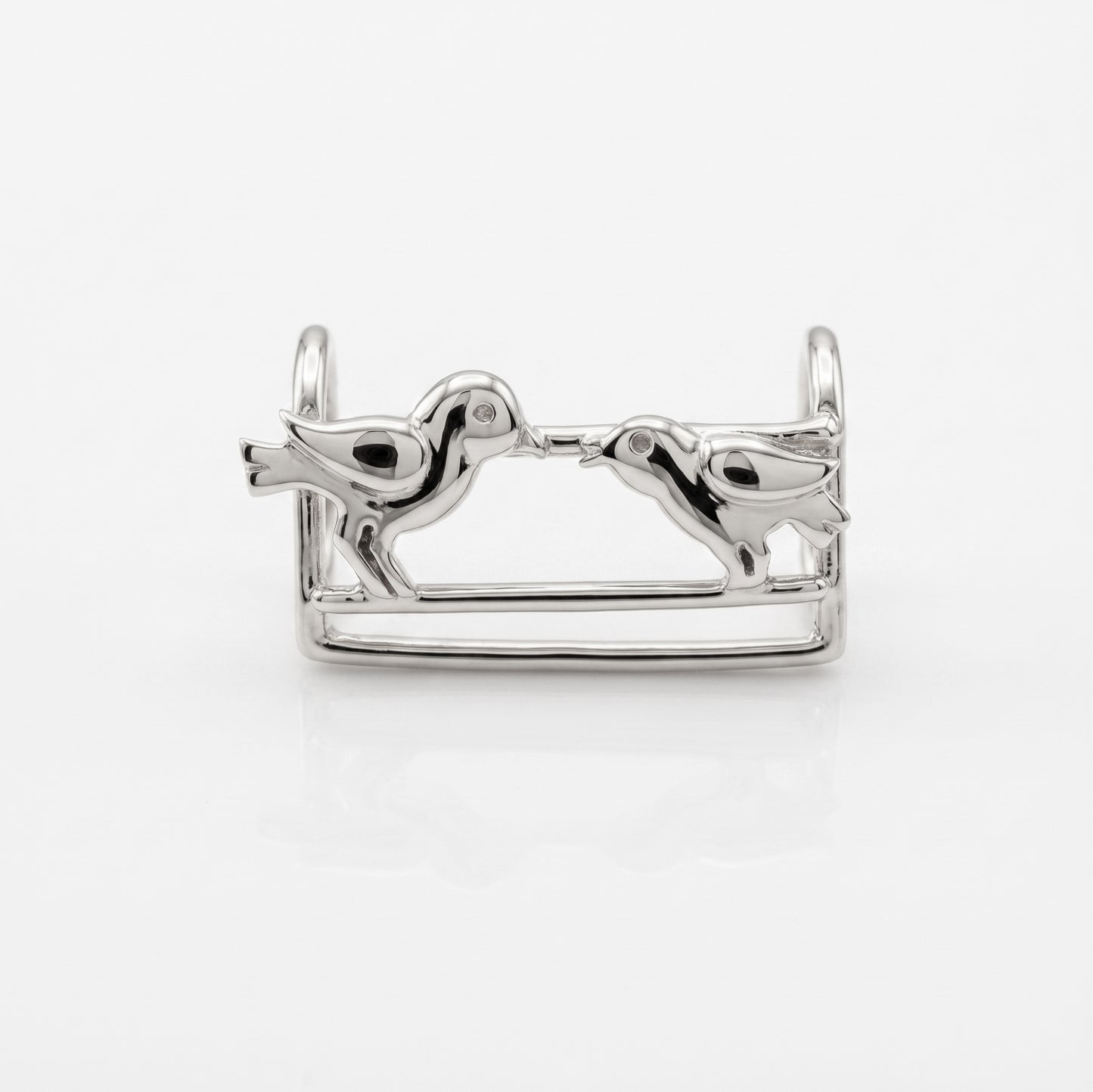 Silver Ear Cuff Sparrow Couple Design