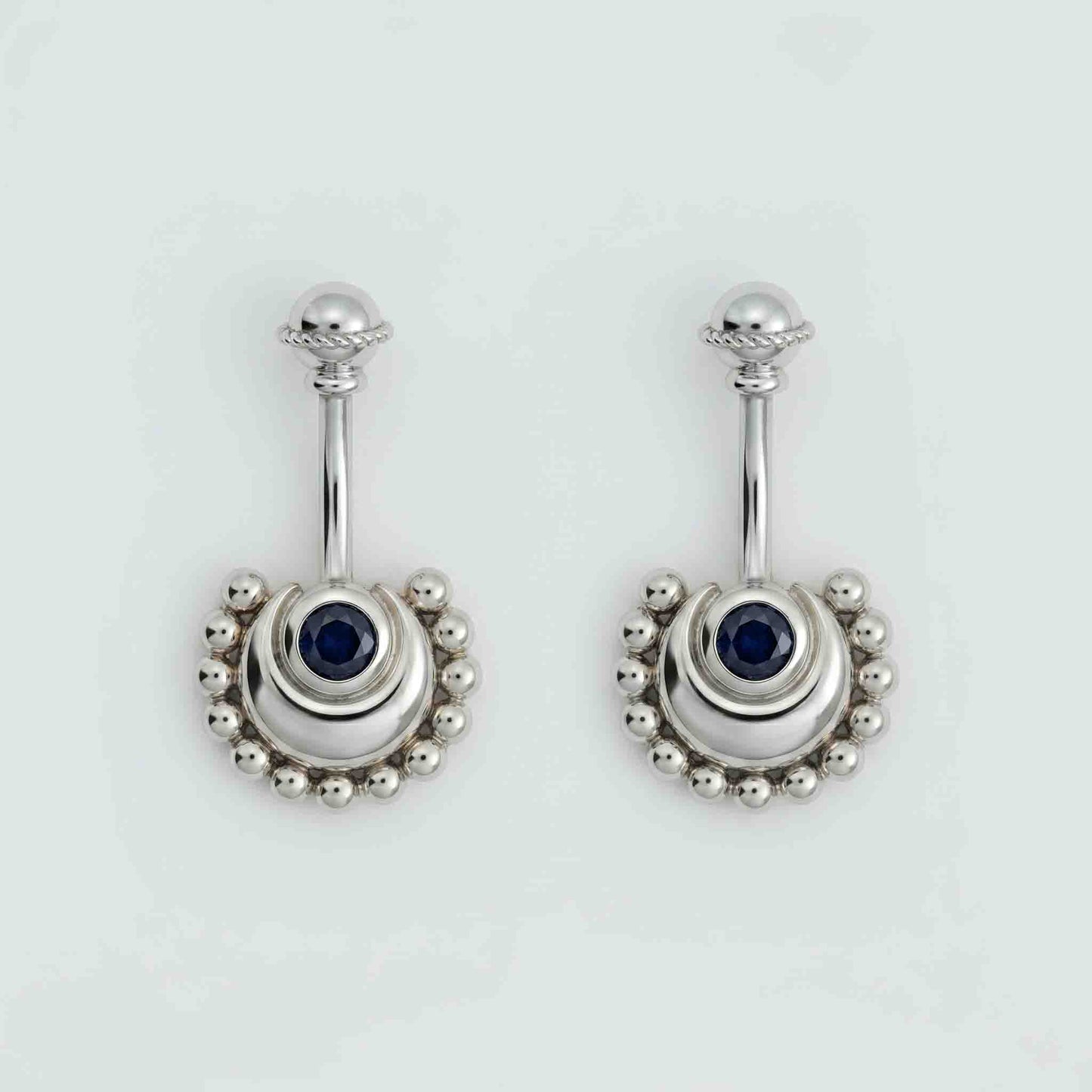 Silver Bugadi Circle Moon Wired Ball Top Gold Nazar Black Design