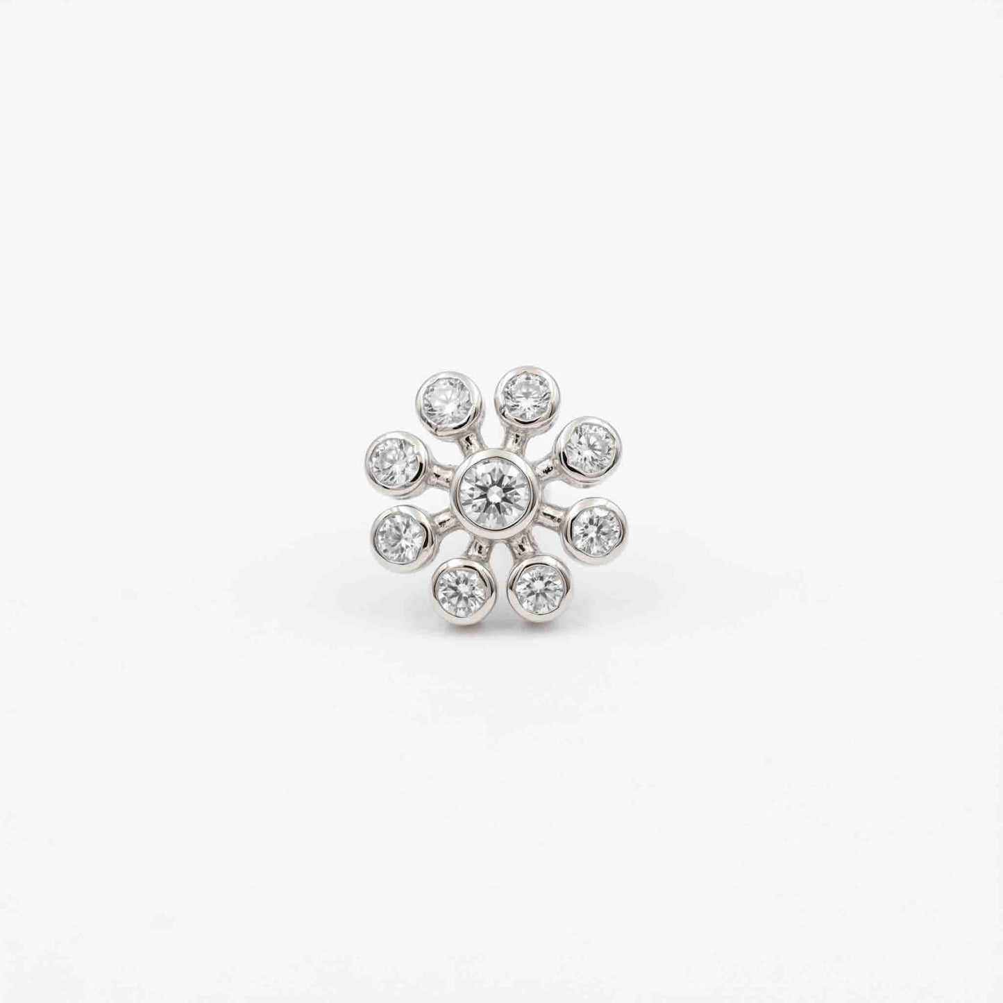 Silver 9 Stone Flower Nose pin