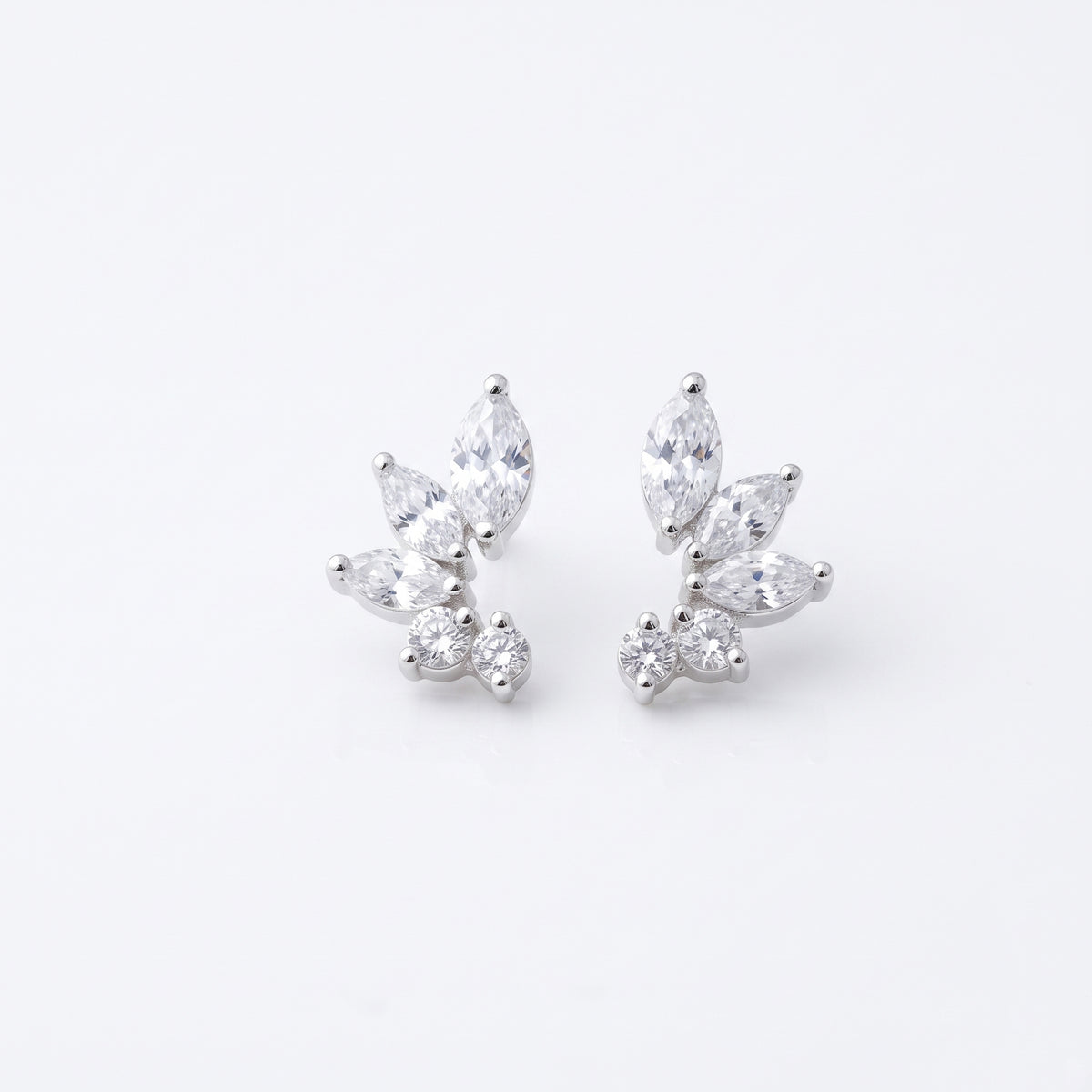 Silver Blossom Arc Stud Earrings