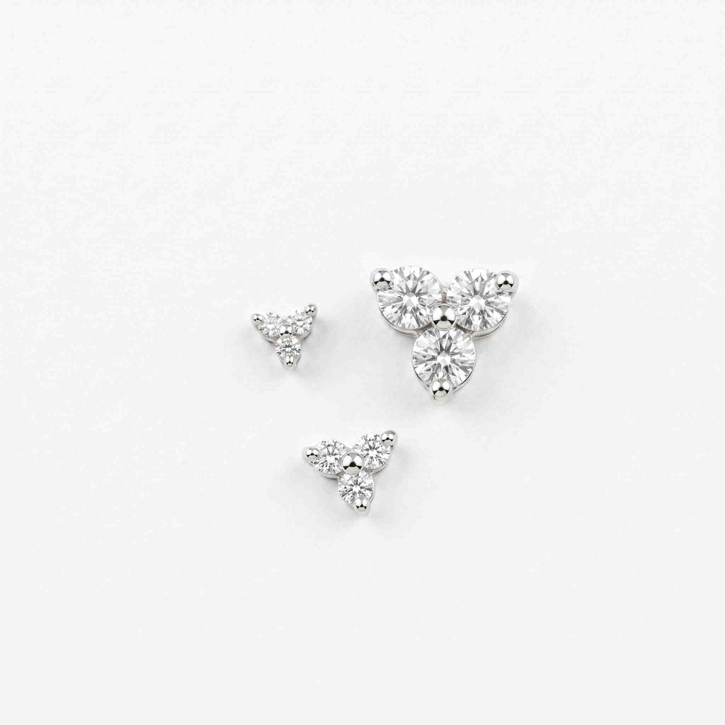 Silver 3 Stone Triangle  Nose pin