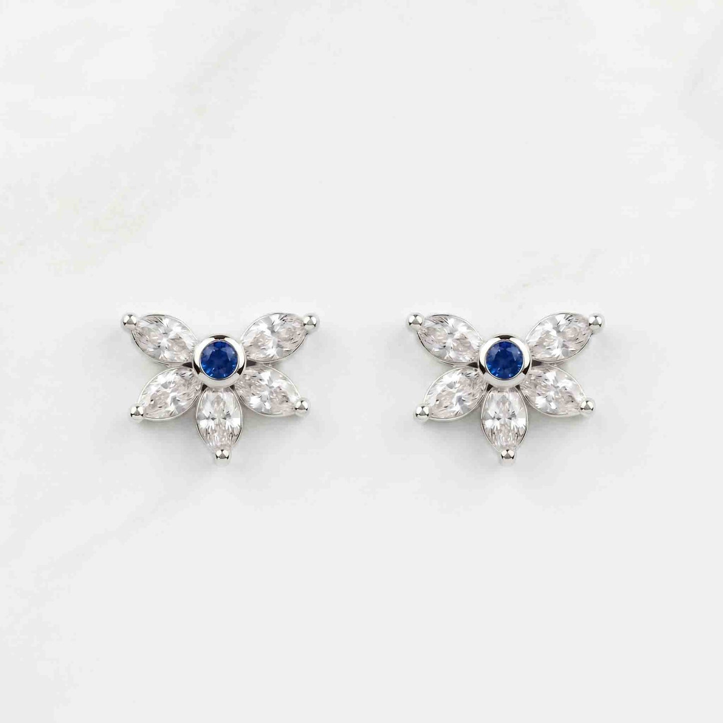 Silver 5 Marquise Stone Earring