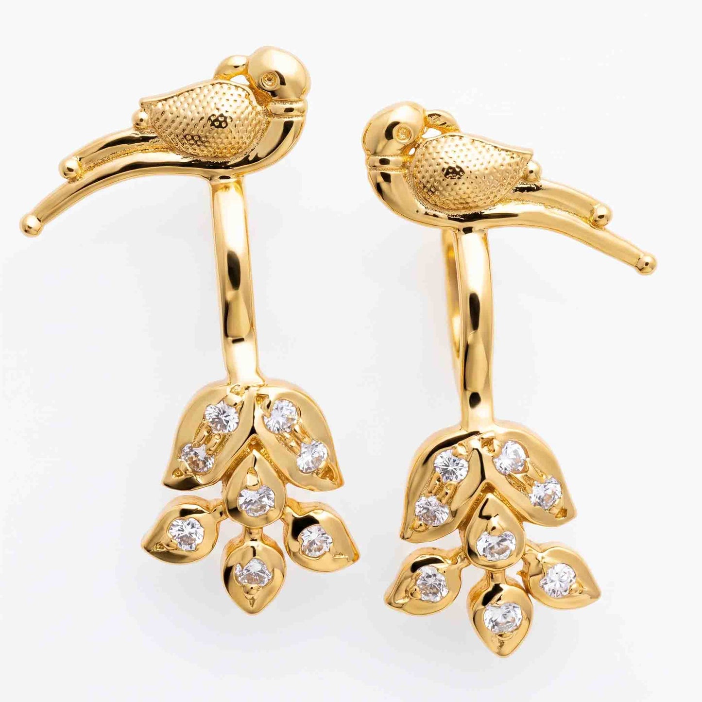 Silver Bugadi Flower Leaf Parrot Top Clip On Gold Diamond Design