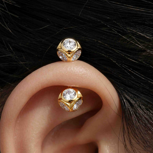 Silver Bugadi Stone Ball Dual Diamond Design
