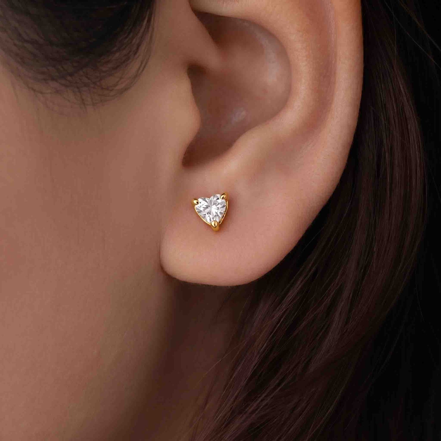 Silver Stone Heart Earring
