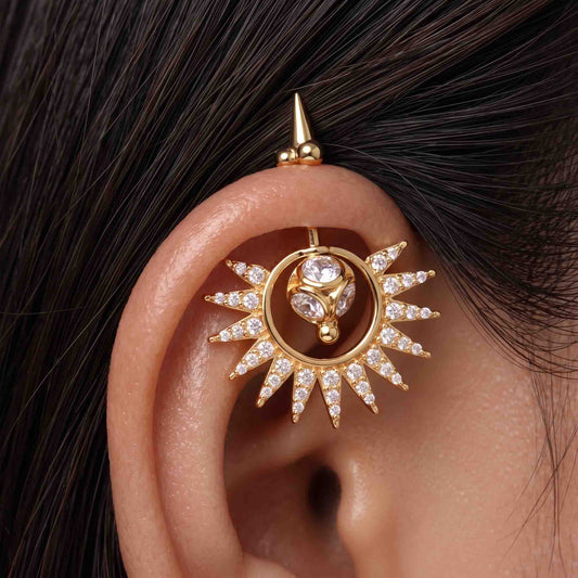 Silver Bugadi Stone Ball Mukul Top Diamond Design With Sunburst Jacket