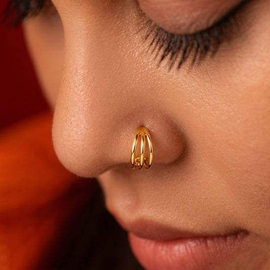 Silver Triple Line hoop Nosering