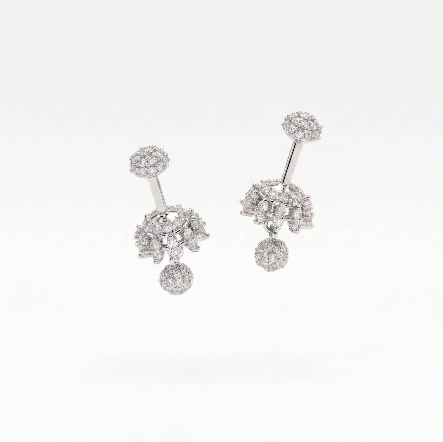 Silver Bugadi Jhumka Stone Diamond Design