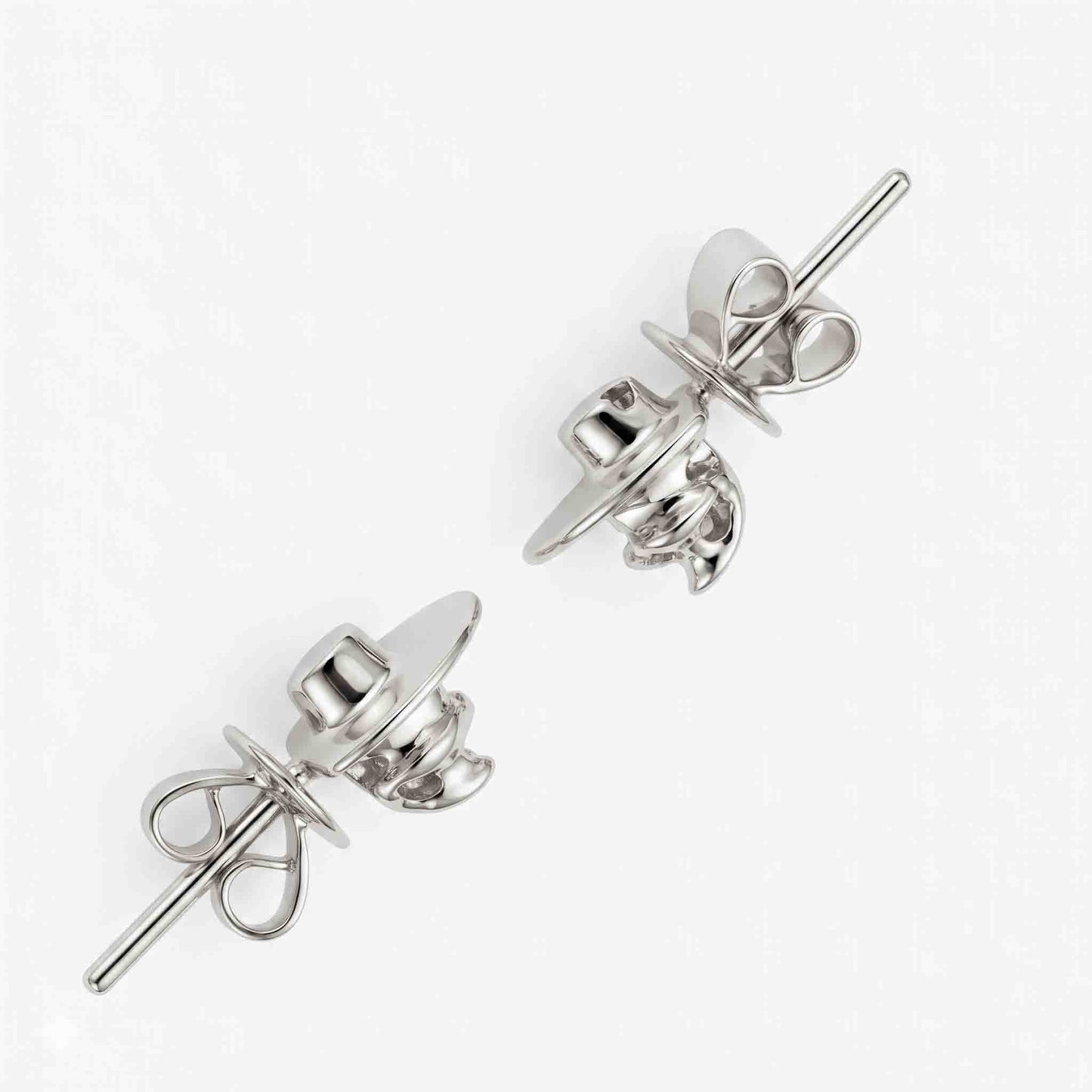 Silver Hat Skull Ear Studs