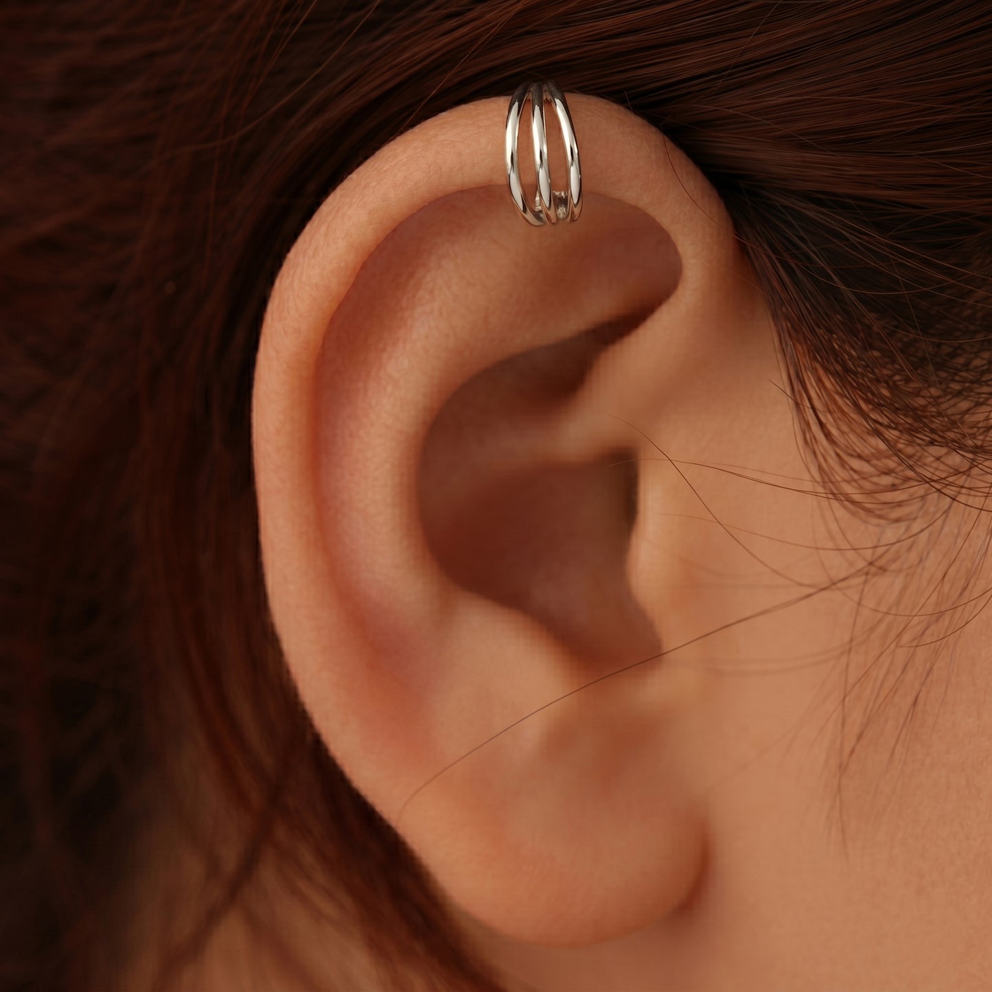 Silver Triple Line hoop Nosering