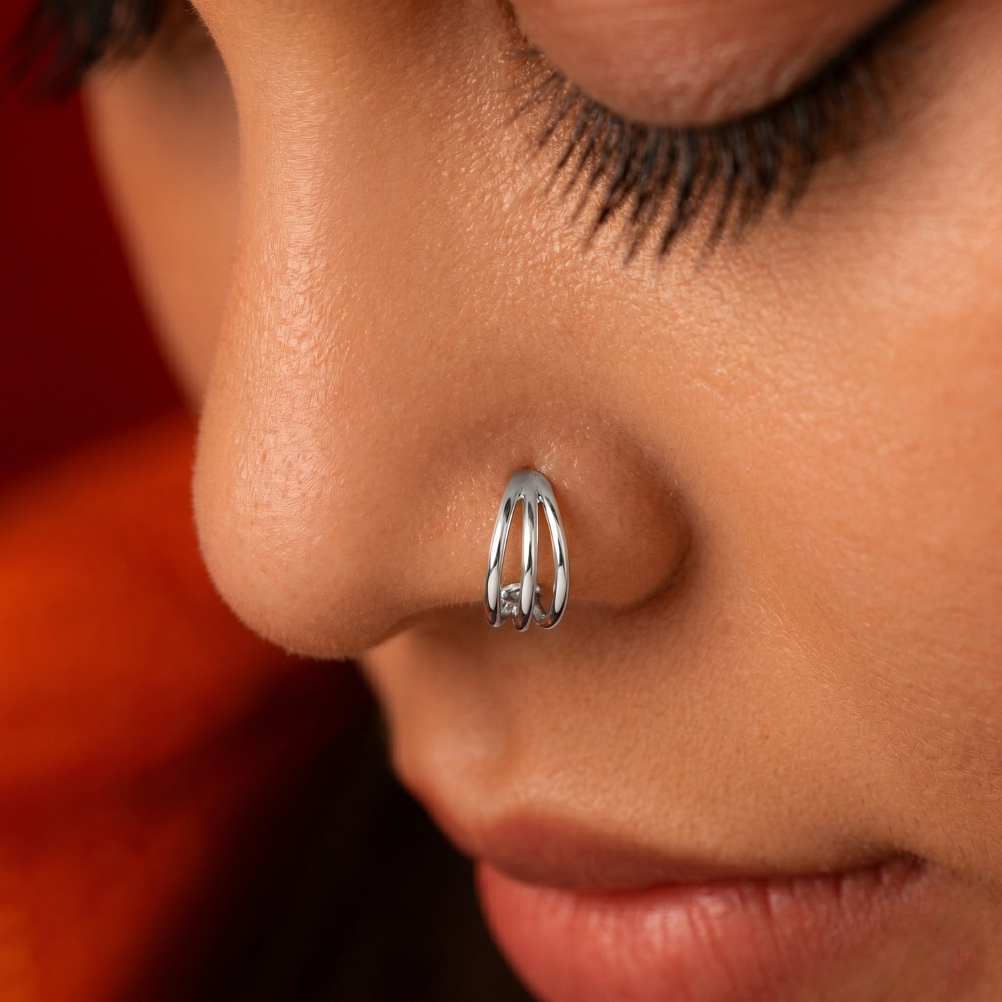 Silver Triple Line hoop Nosering
