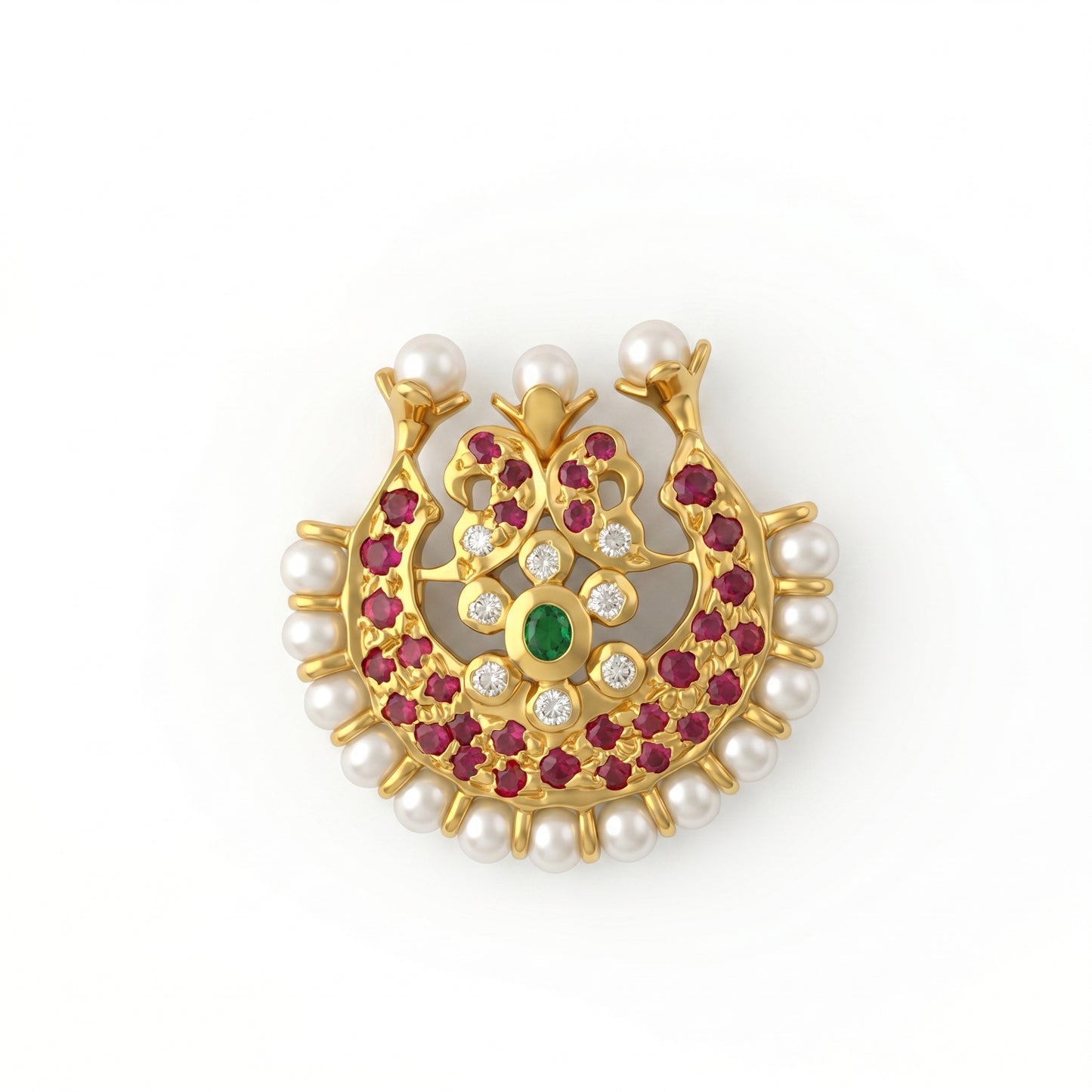 Silver Earring Surya Stud Pearl Design