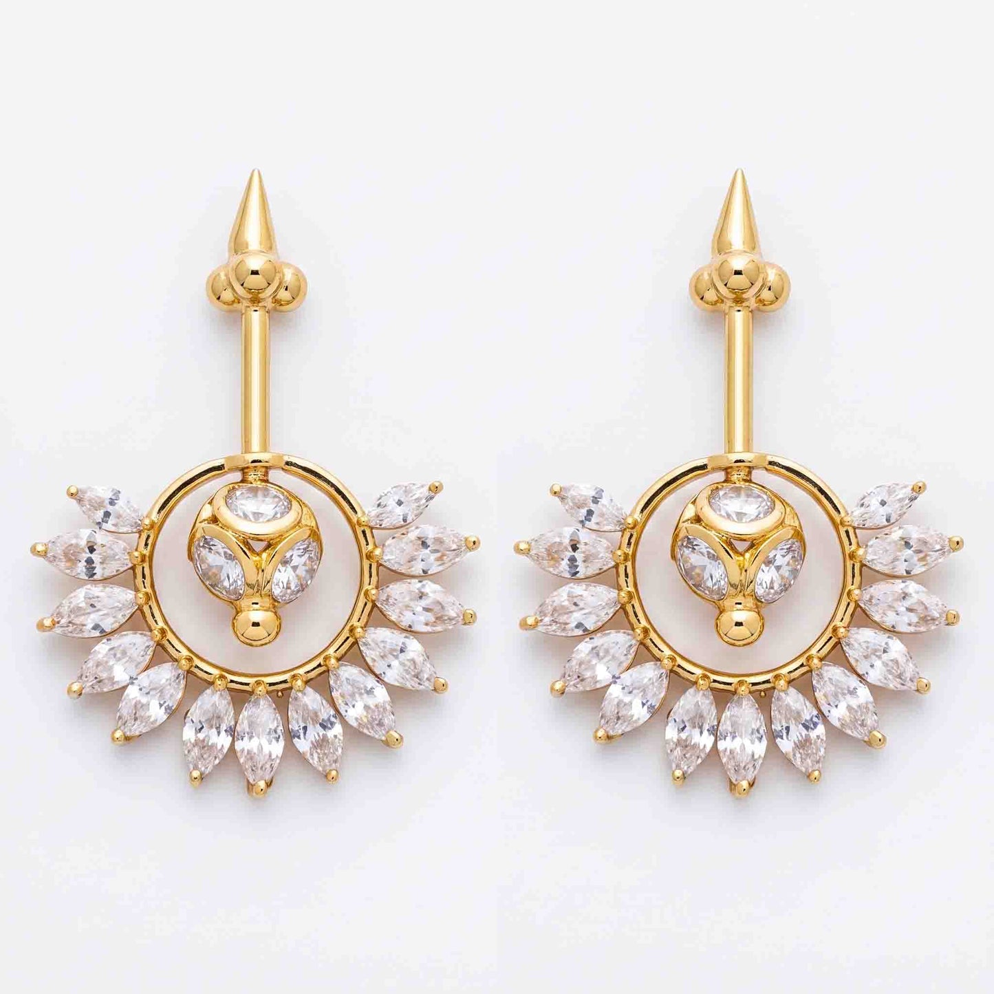 Silver Bugadi Stone Ball Mukul Top Diamond Design With Pushpa Petal Jacket