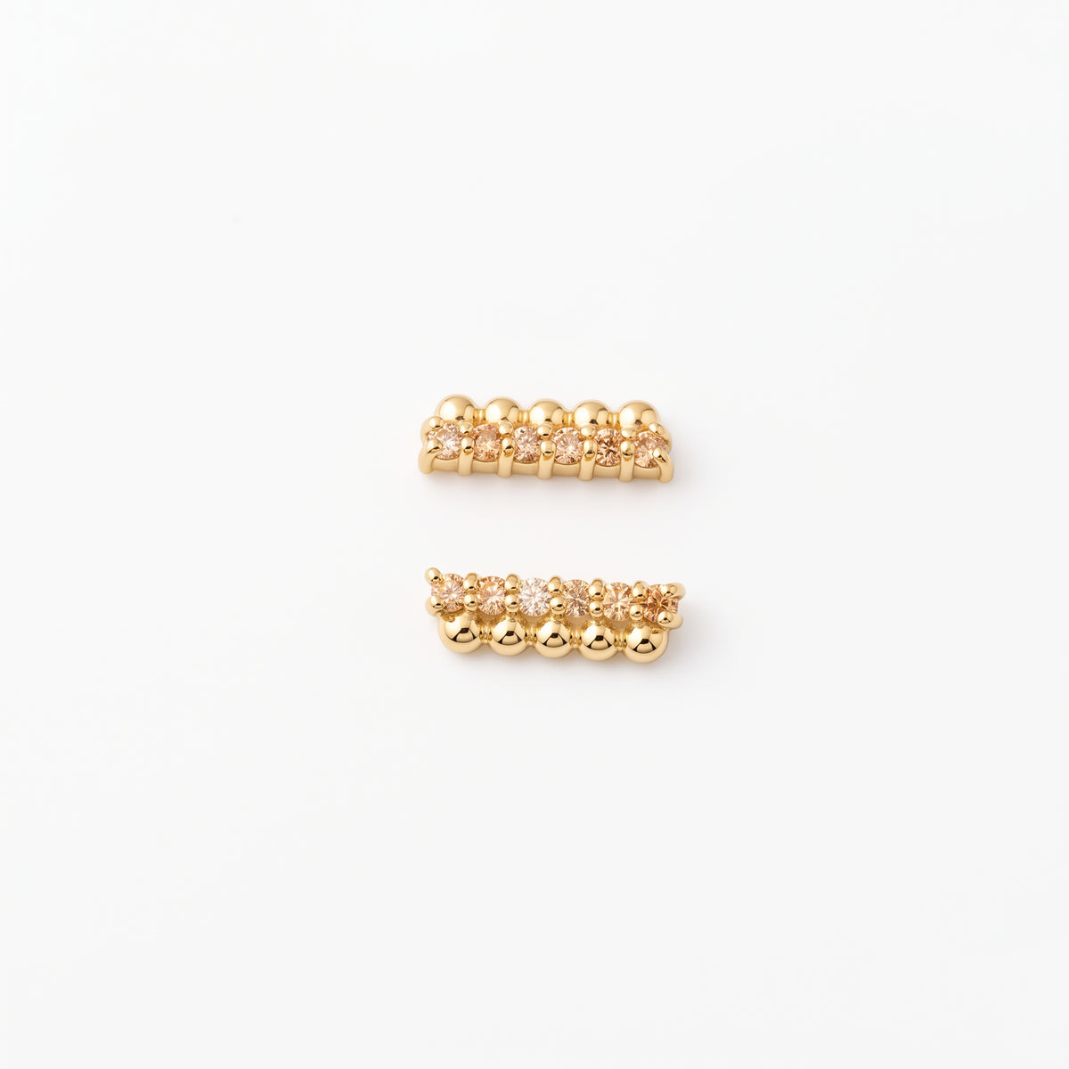 Silver Dot Bar Champagne Stone Stud Earrings