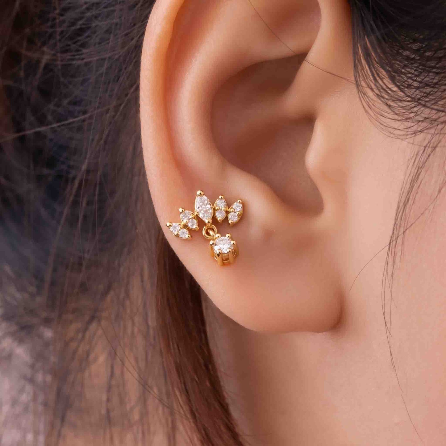 Silver Lotus Crest Earrings