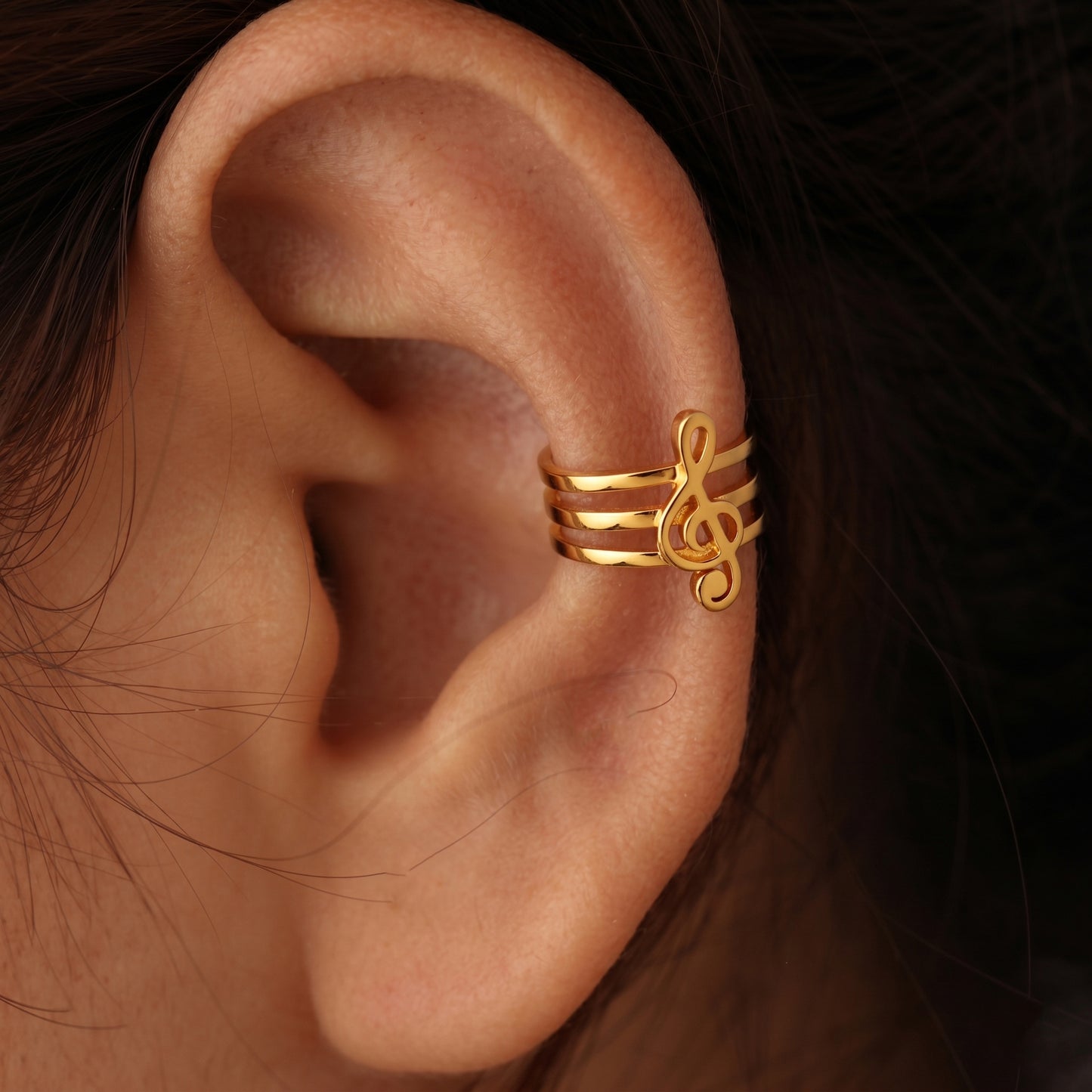 Silver Ear Cuff Symphony 3 Lines Design