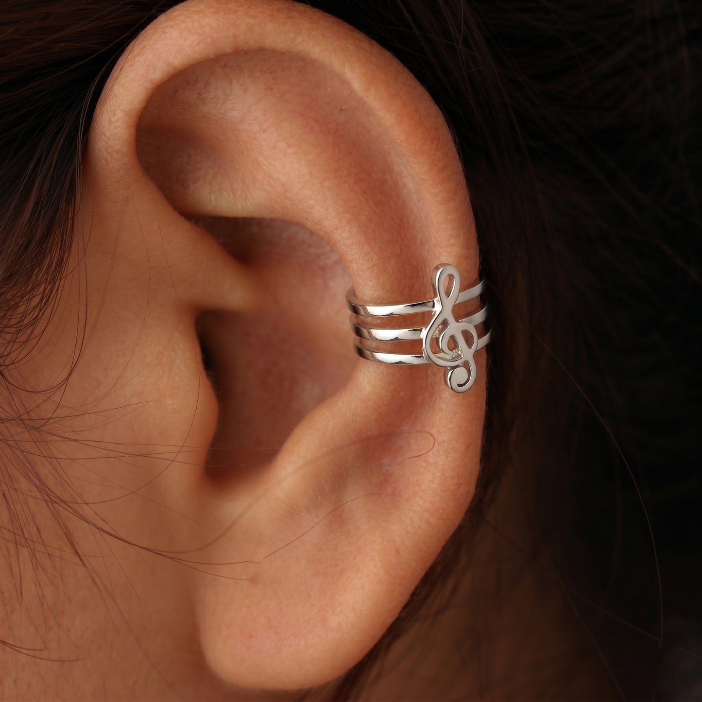 Silver Ear Cuff Symphony 3 Lines Design