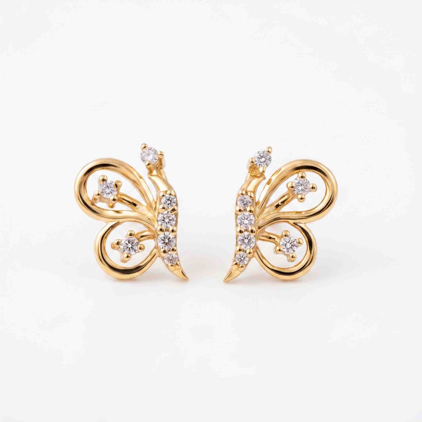 Silver Stone Set Butterfly Ear Studs