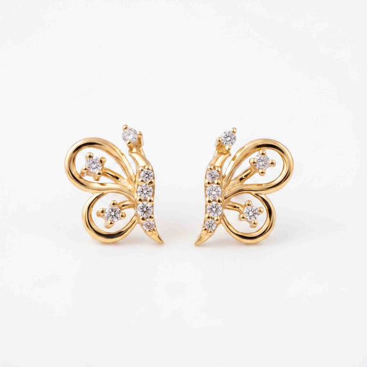 Silver Stone Set Butterfly Ear Studs